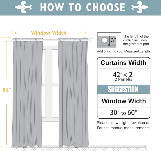 ChrisDowa Blackout Curtains 84 inches Long for Bedroom - 2 Panels Set Grommet Thermal Insulated Room Darkening Curtains for Living Room (Grey, 42 x 84 Inch)