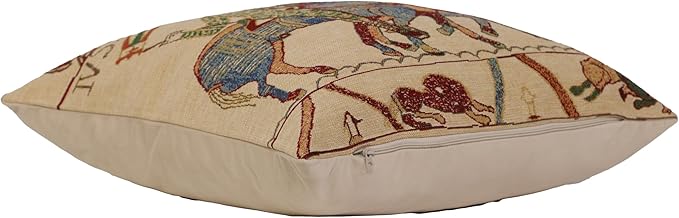 Charlotte Home Furnishings Bayeux Mont St. Michel Throw Pillow Cover 16" x 16" – Medieval Tapestry Cushion Case for Sofa, Couch, & Bed | Cotton Jacquard Woven in Europe | Insert Not Included