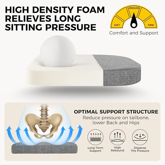 downluxe Indoor Chair Cushions for Dining Chairs, Soft and Comfortable Textured Foam Kitchen Chair Pads with Ties and Non-Slip Backing, 16" x 16" x 2", Dark Grey, 4 Pack