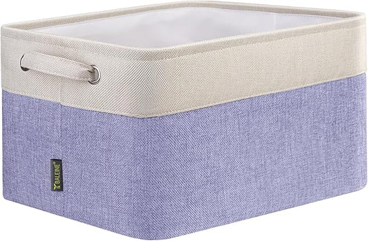 BALEINE 1 Pack Fabric Storage Bins for Shelves, Linen Storage Baskets for Organizing, Decorative Closet Bins for Clothes, Home (Lavender, 12"x8"x8")