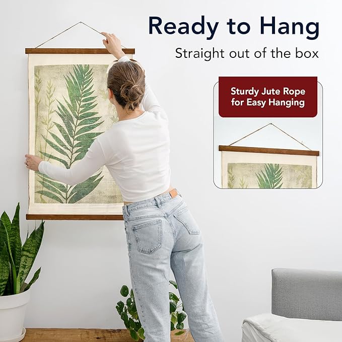 American Art Decor Leaf Wall Scroll Tapestry with Rope