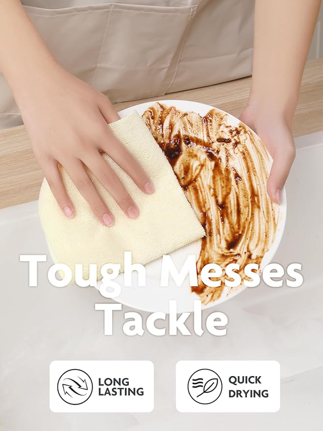 Fantasticlean Microfiber Cleaning Cloth Roll -40 Pack, Tear Away Microfiber Towels, 12" x 12", Reusable, Washable, Scratch Free, Ultra Absorbent Dish Rags for Car, Home, Garage or Shop (Beige)