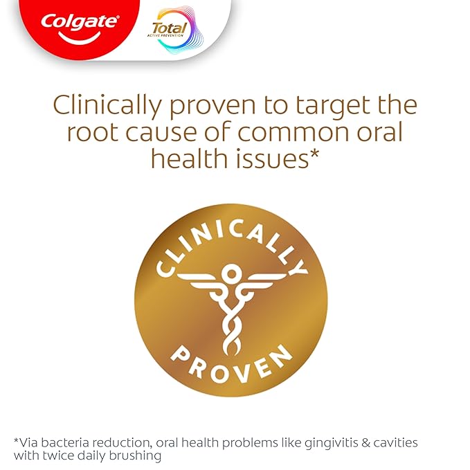 Colgate Total Active Prevention Whitening Gel Toothpaste with Fluoride, Bulk with Clinically Proven Formula That Fights Plaque Bacteria, Mint, 4 Pack, 5.1 oz