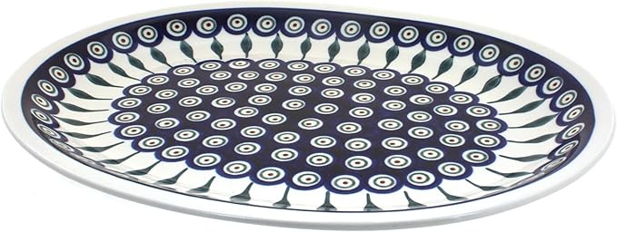 Blue Rose Polish Pottery Peacock Large Serving Platter