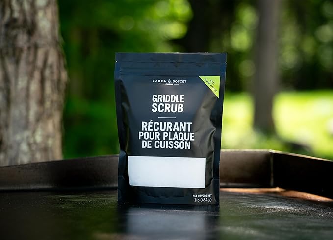 CARON & DOUCET - 100% Plant-Based Griddle Cleaning Soap and Salt Scrub Set: Best for Removing Rust & Cleaning Burnt On Food While Seasoning Griddle