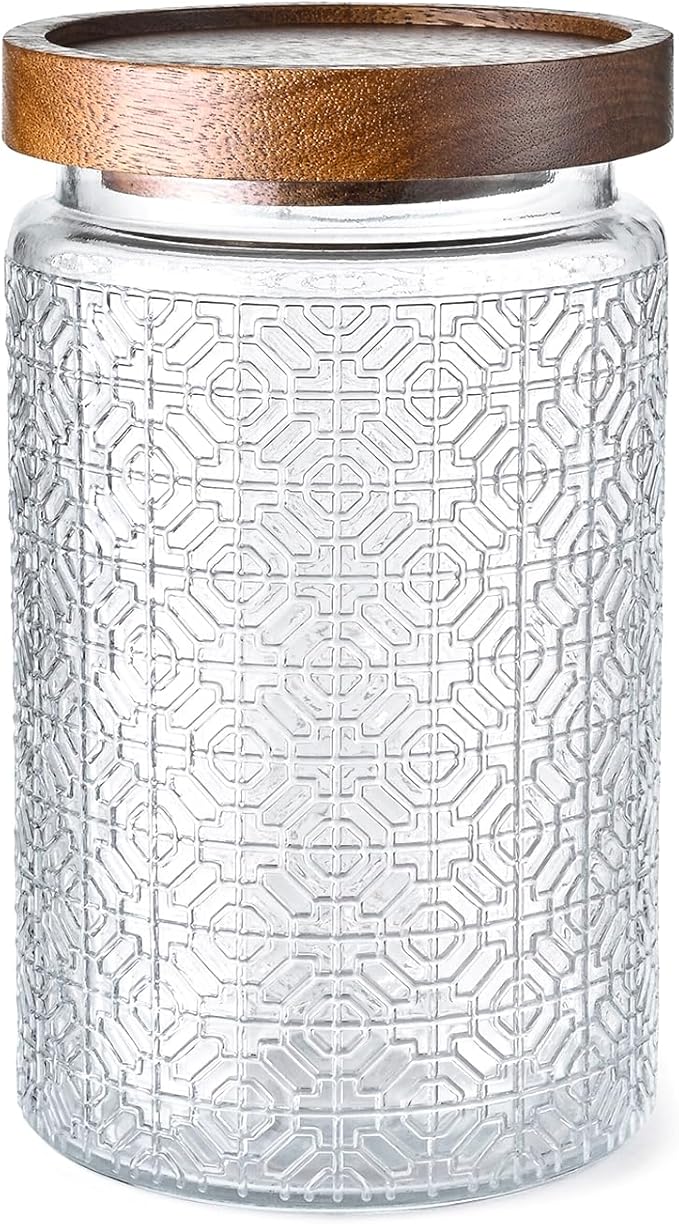 32oz Vintage Glass Jar With Lid, Glass Storage Containers, Airtight Kitchen Storage Containers For Sugar, Coffee, Tea, Spice, Flour, Candy Cookie, Pasta, Cereal, Cute Decorative Jars