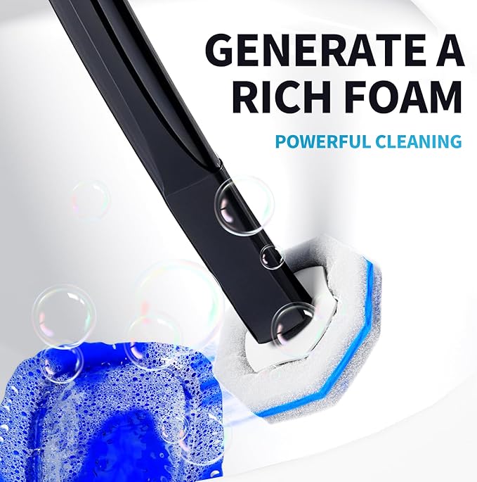 Disposable Toilet Brush with 50 Wand Cleaner Refills Pads，Wall Mounted Toilet Bowl Holder Set，Toilet Cleaning System Starter Kit，Bathroom Cleaning System for Sink Bathtub Wash Basin