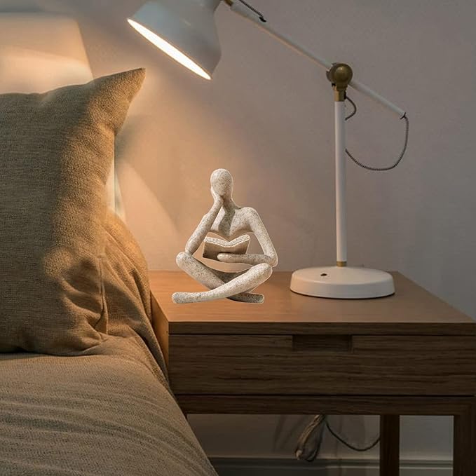 Bookshelf Decor Thinker Statue - Abstract Style Thinker Sculptures Modern Aesthetic Figurine Decoration Statues for Home Decor-Zuo Si-Sandstone
