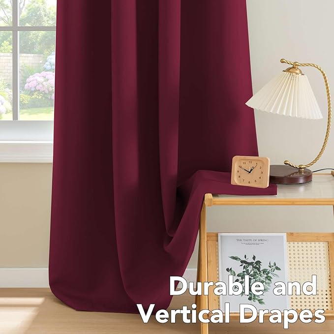 H.VERSAILTEX Christmas Blackout Curtains Thermal Insulated Blackout Curtains for Party- Antique Copper Grommet Top Window Drapes - Burgundy- 52" W x 72" L - (Set of 2 Panels)