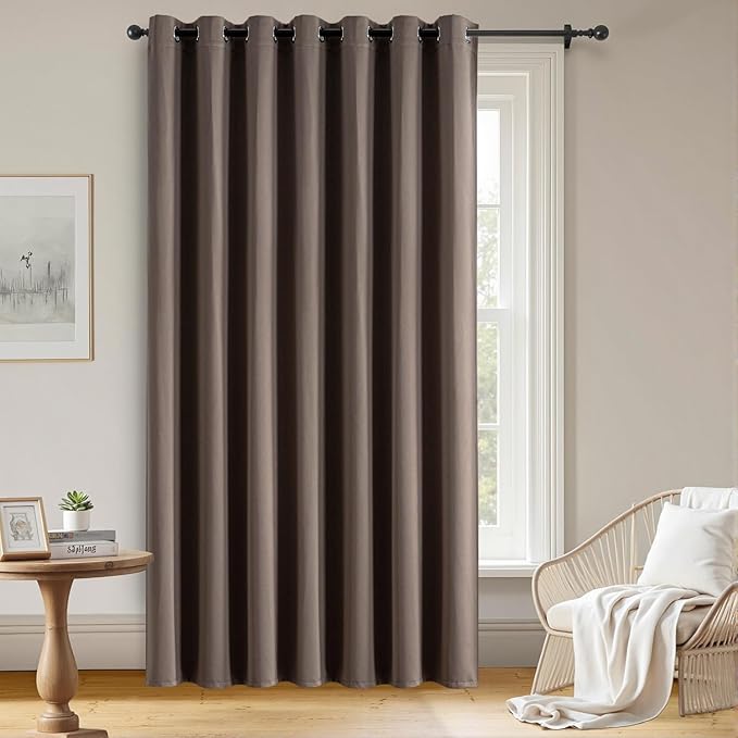 Blackout Curtains Custom Size for Bedroom 1 Panel, Thermal Insulated Blackout Curtains, Solid Grommet Privacy Room Darkening Drapes for Living Room Window (Customsize, Khaki)