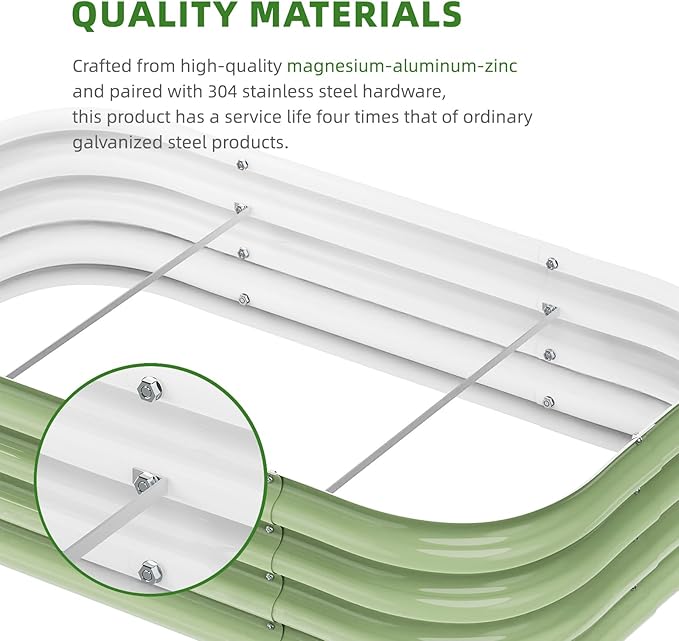 DaisyVibe Raised Garden Bed Kit, Planter Raised Garden Boxes Outdoor, Oval Large Metal Raised Garden Beds for Vegetables Flowers (Green, 8ftx2ftx1ft)