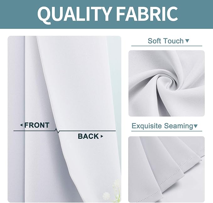 ChrisDowa Room Darkening Curtains 120 Inches Long 2 Panels Set for Living Room, Grommet Thermal Insulated Blackout Curtains for Bedroom (Greyish White, 52 x 120 Inch)