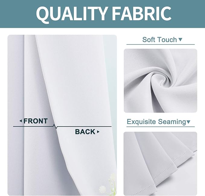 ChrisDowa Small Window Curtains for Kitchen and Bedroom - Grommet Short Thermal Insulated Room Darkening Curtains (2 Panels, Greyish White, 42 x 36 Inch)