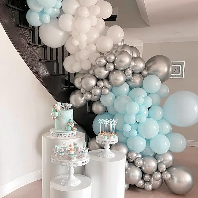 130pcs Pale Aqua Balloons Different Sizes 18" 12" 10" 5" Aqua Blue Latex Balloon Garland Arch Kit for Birthday Baby Shower Graduation Wedding Gender Reveal Anniversary Party Decorations