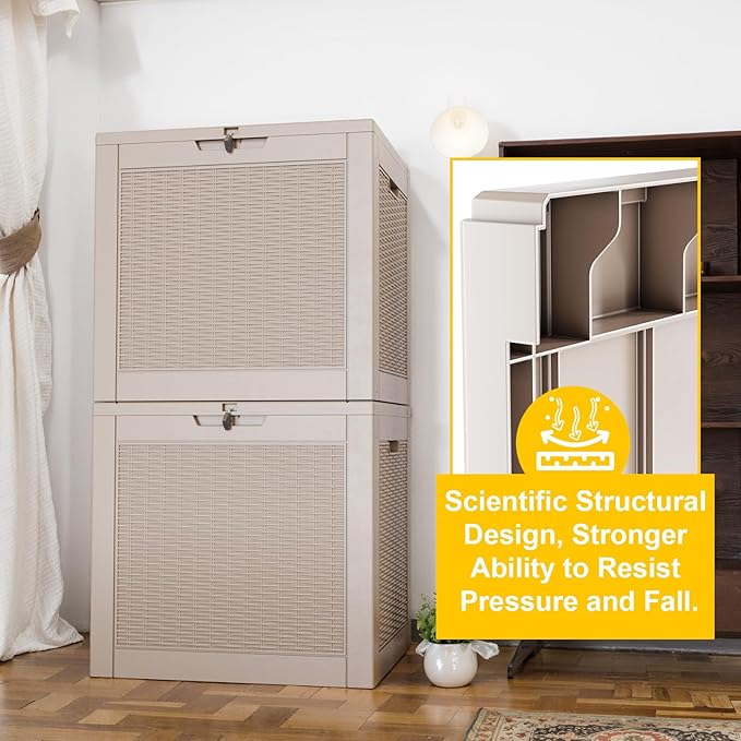 Deck Box Large Outdoor Storage for Patio Furniture,Outdoor Cushions,Garden Tools,Picnic Supplies and Pool Supplies,Waterproof,Resin,Lockable (Grey, 31 Gal)