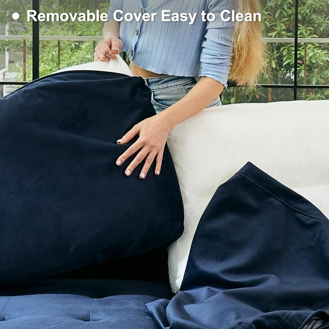 Belffin Modular Sectional Sleeper Sofa with Pull Out Couch Bed Modular Sleeper Loveseat Sectional Sofa Velvet Fabric for Living Room Apartment Blue