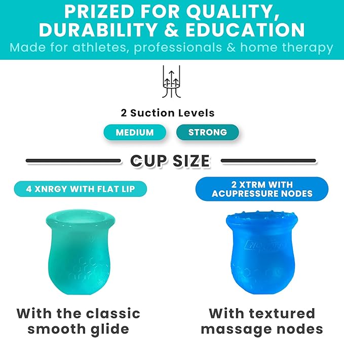 Cupping Therapy Set – Cupping Kit for Massage Therapy – Silicone Cups – Massage Cups – Smart Cupping for Fascia and Myofascial Release (Large, XTRM XNRGY)