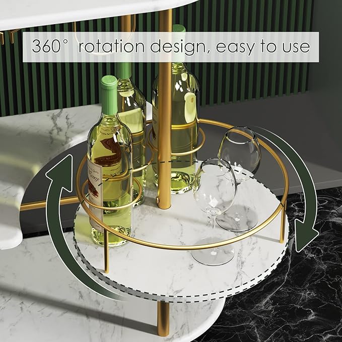 Gold Bar Carts with 4-Tier Storage Shelves, Mobile Bar Serving Cart with Wine Rack and Glass Holder, for The Home, Kitchen, Living Room, Dining Room