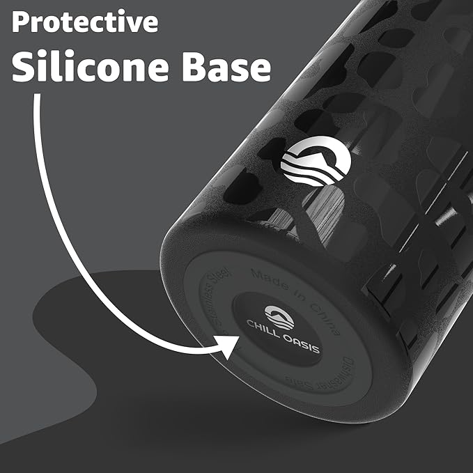 Chill Oasis Water Bottle | Compatible With Popular Flavor Cartridges | BPA Free, Leak Proof, Double-Walled Vacuum Insulated Stainless Steel, and Dishwasher Safe | Cold for 24 Hours (Leopard, 12oz)