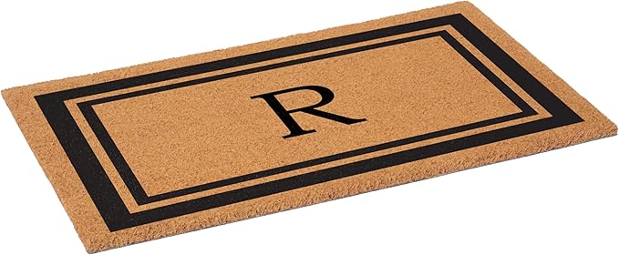 Calloway Mills 152963048R Black Border 30" x 48" Monogram Doormat Letter (R)