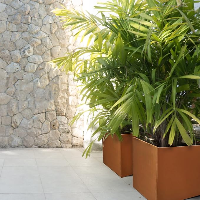 Corten Steel Planter Box Metal Square Planters Steel Large Planter Outdoor Tall Plant Durable Antique Detached for Commercial Residential Patio Deck and Backyard 26 Inch