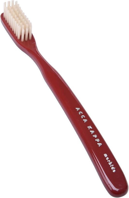 Acca Kappa Vintage Red Toothbrush Pure White Bristles Retro-Style Ergonomic Handle