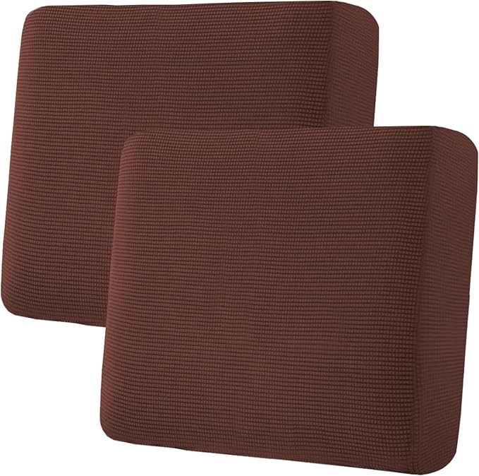 H.VERSAILTEX Super Stretch Individual Seat Cushion Covers Sofa Covers Couch Covers Slipcover Sets Thick Jacquard Textured Twill Fabric (2 Piece Large Sofa Cushion Covers, Burnt Brick)