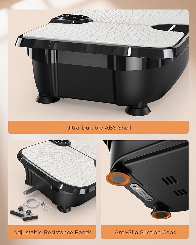 FEIERDUN Vibration Plate Exercise Machine, 400 LBS Capacity Vibration Plate for Lymphatic Drainage, Max Space for Whole-Body Workout & Relaxation at Home