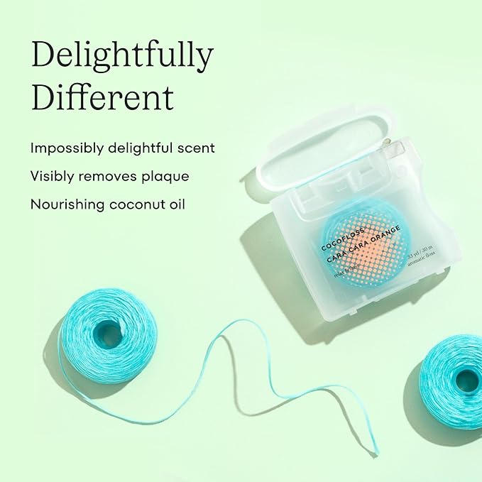 Cocolab Woven Dental Floss, Dentist-Designed Oral Care, Coconut Scent, Waxed, Expanding, Vegan, Kid-Friendly String Floss with Coconut Oil, 1 Spool (33 yd)