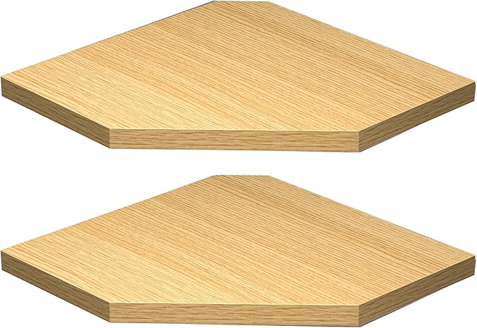 Corner Shelf Wall Mount, Floating Corner Shelves, Set of 2 Corner Wall Shelf Organizer, Rustic Wood Wall Storage Display Shelves for Living Room Bedroom Bathroom Kitchen, Rustic Brown, Oak