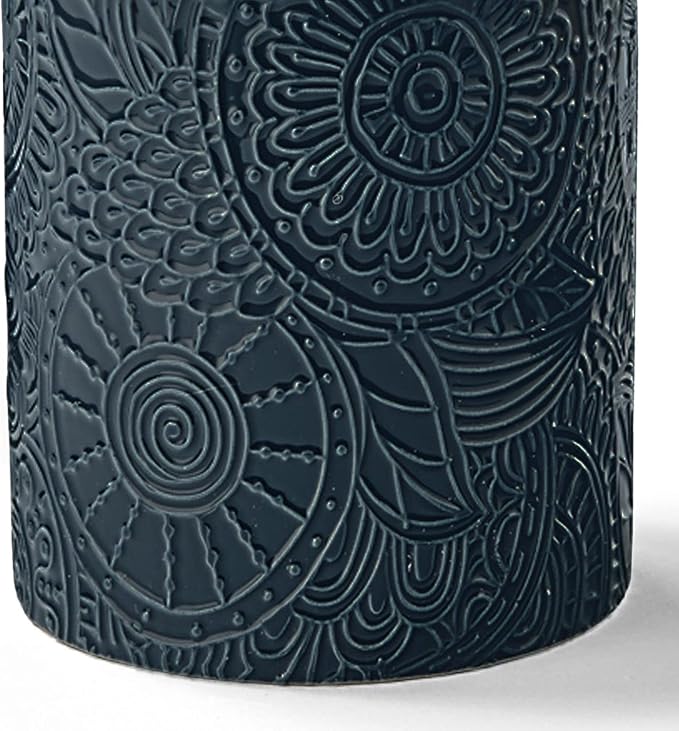 American Atelier Embossed Canister 4-Piece Ceramic Set Jar Container with Wooden Lids for Cookies, Candy, Coffee, Flour, Sugar, Rice, Pasta, Cereal & More