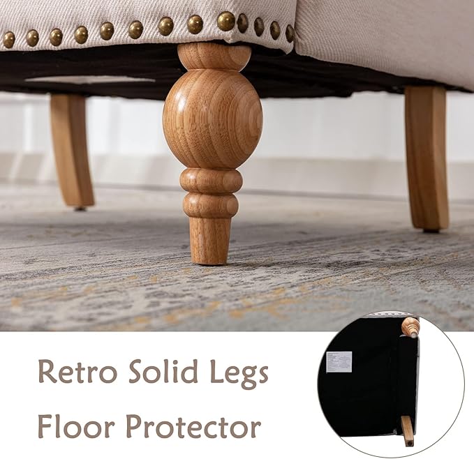 chairus Linen Accent Chair for Living Room Set of 2 Upholstered Mid Century Modern Single Sofa Chair with Solid Wood Legs Comfy Reading Chair Armchair for Bedroom/Office Room/Recption/Lounge, Cream