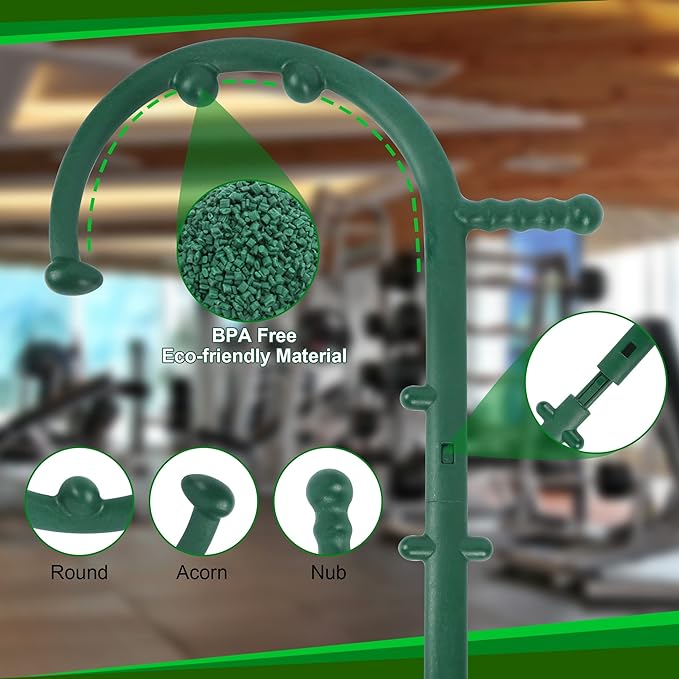 2 Pack Massage Trigger Point Cane, Body Deep Tissue, Handheld Back, Neck, Shoulder, Leg and Feet Massager Rod, Muscle Release Tool Self Massage Hook Cane for Women & Men, Blue & Green