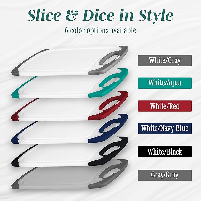 Cutting Boards for Kitchen - BPA-Free Chopping Board - Different Sizes & Non Slip Handles - Reversible, Large Cutting Board Set - Unique Gifts for Cooks Who Have Everything - 3-Pack Gray/Gray