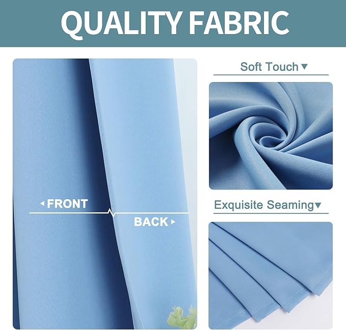 ChrisDowa Grommet Room Darkening Curtains for Bedroom and Living Room - 2 Panels Set Thermal Insulated Blackout Curtains (Sky Blue, 52W x 45L)