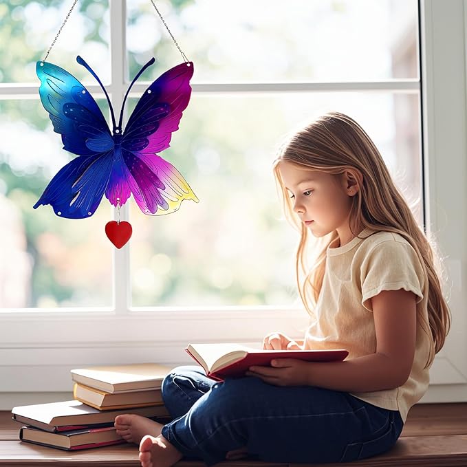 DJUAN Butterfly Gifts for Women Mom Grandma,Stainless Steel Butterfly Outdoor Statues for Yard Art Ornaments Window Porch Patio Home House Wall Decorations - Birthday Gift for Mother's Day Christmas