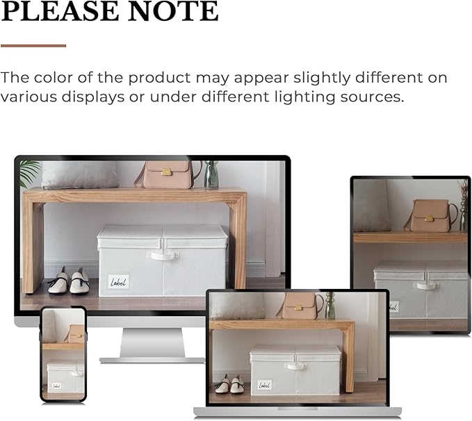 GRANNY SAYS Fabric Storage Bin with Lid, Decorative Storage Box for Shelves, Container Storage Basket Organizer, Closet Bins with Lids for Organizing, Jumbo, Ivory, 1-Pack