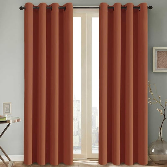 H.VERSAILTEX Holiday Decor Thermal Insulated Blackout Curtains for Bedroom Room Darkening Nursery/Baby Care Curtains,Grommet Panels, 52 by 84 - Inch - Orange - Set of 2