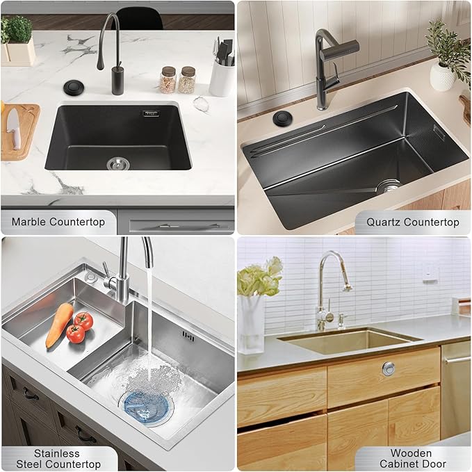 Garbage Disposal Air Switch Kit, Garbage Disposal Button, Sink Top Waste Disposer On/Off Switch, UL Listed Air Switch Compatible with All Garbage Disposals (Chrome Silver)