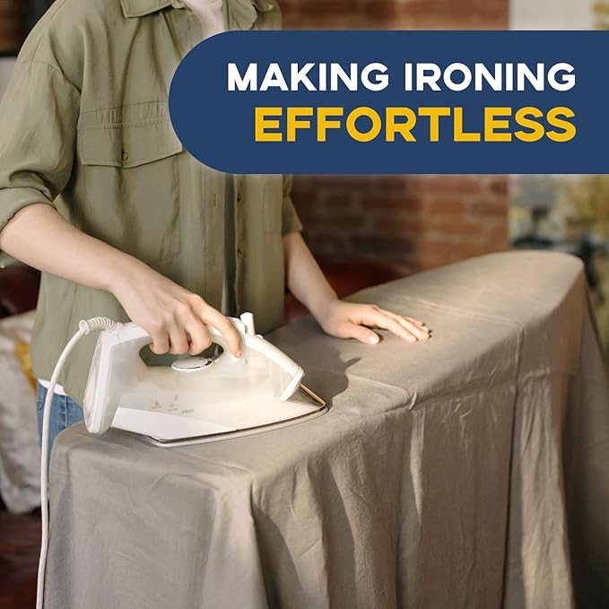 Full Size Ironing Board with Iron Rest, Heavy Duty Compact Ironing Board 43"x13" with Thick Cover and Pad, Height Adjustable Sturdy Iron Stand, Blue