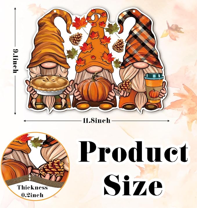 Autumn Dwarfs Decoration, Hello Fall Wood Hanging Decors, Rustic Thanksgiving Decors for Porch, Indoor Outdoor Autumn Door Decor, Housewarming Gift, Home Indoor Outdoor Decor