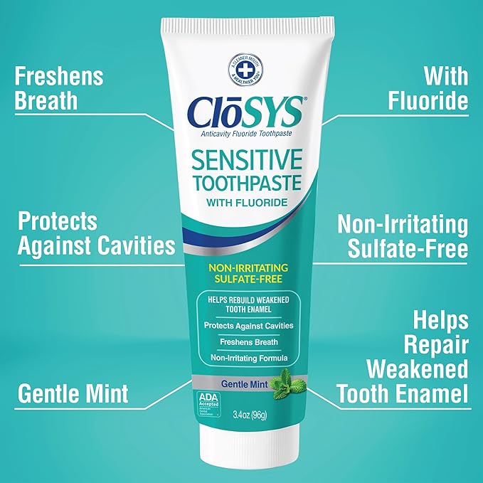 CloSYS Fluoride Toothpaste, 3.4 Ounce, Travel Size, Gentle Mint, TSA Compliant, Whitening, Enamel Protection, Sulfate Free