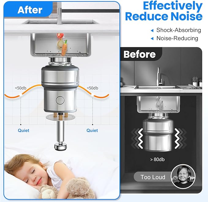 Garbage Disposal Support, Adjustable Spring Shock Absorber Bracket (5.91-7.87 inches), Holds Up tp 440lbs, Stainless Steel Noise Reduction Installation Kit