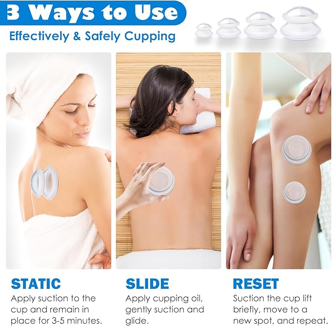 15pcs Cupping Therapy Set-Professional Silicone Cupping, Suitable for Facial Body Massage/Deep Myofascial Release/Pain Relief/Muscle Relaxation & More (Clear,15pcs)