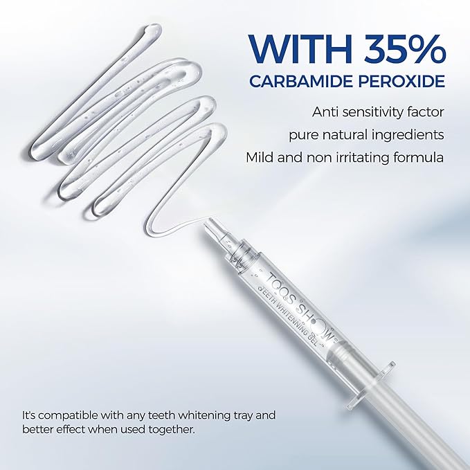 5 x Teeth Whitening Gel (4+1 Desensitizing Gel), No Sensitivity Teeth Whitening Gel Kit, Effective Teeth Whitener, Travel-Friendly Tooth Whitening Pen, Carbamide Peroxide Tooth Bleaching