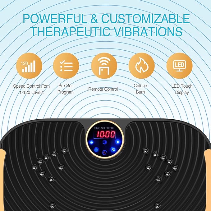 AXV Vibration Plate Fitness Platform Exercise Machine Vibrating Lymphatic Drainage Shaking Full Body Shaker Workout Vibrate Stand Shake Board Sport Gym for Weight Loss Fat Burner for Women Men