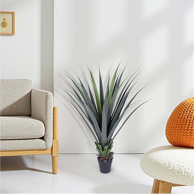 44inch Artificial Agave Plant Potted Plants Fake Agave Plant for Home Office Garden Indoor Outdoor Decoration (1PACK)