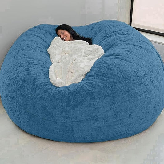 Big Huge Giant Bean Bag Chair for Adults, (No Filler) Bean Bag Chairs in Multiple Sizes and Colors Giant Foam-Filling Required- Machine Washable Covers, Double Stitched Seams (Jewel Blue,6FT)