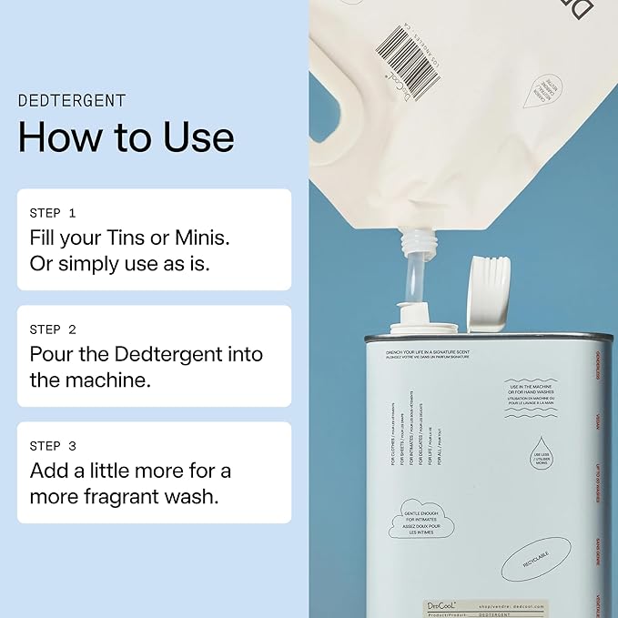 DedCool Liquid Laundry Dedtergent (Milk Refill 64 fl oz) Luxurious Fragrance, Scented, Removes Stains, Ideal for 60 Washes, Infused with Essential Oils, Vegan, Non-Toxic, Cruelty & Dye Free