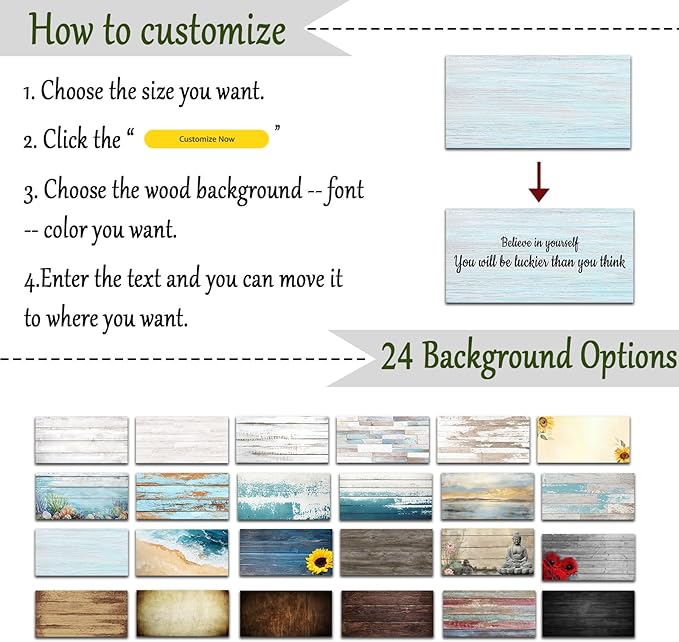 CHAOSETKEN Custom Text Sign Wall Art Personalized Family Quote Wall Decor Family Sign Canvas Prints Customized Wood Text Quote Pictures Rustic Farmhouse Decor Framed (18L x 6W)